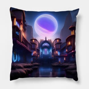 Orb in a Mystical City Pillow