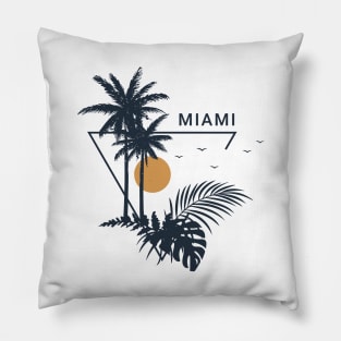 Palms In Tropical Leaves. Miami. Geometric Style Pillow