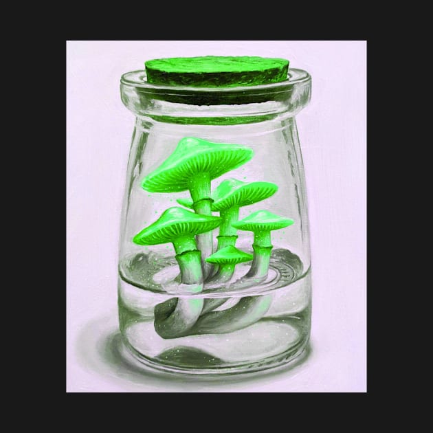 Green Magic mushrooms - psychedelic by LukjanovArt