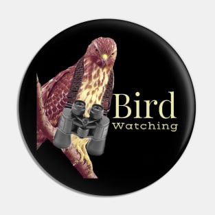 Hawk Birdwatching With Binoculars Pin