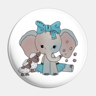 Elefant und Schafe Pin