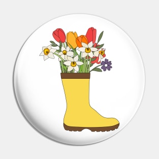 Flowers in rain boots Pin