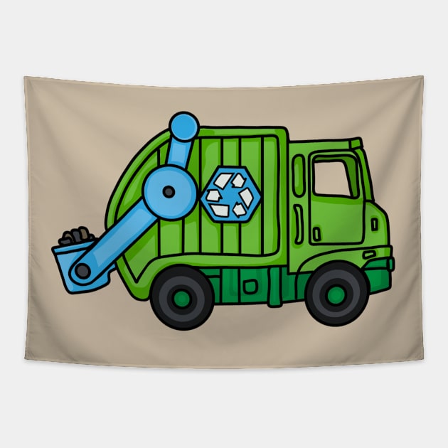 Toy Recycling Truck Tapestry by Slightly Unhinged