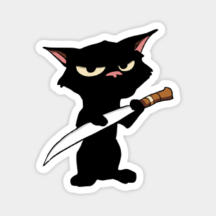 Cat With Knife Magnet