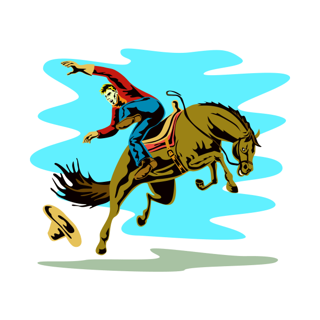 Cowboy Falling Off  Horse Retro by retrovectors