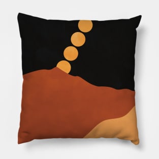 Mountain Hill, Moon, Terracotta, Minimalist Artwork Pillow