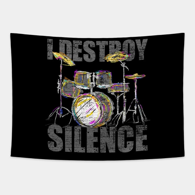 Drum Drummer I Destroy Silence Tapestry by ShirtsShirtsndmoreShirts