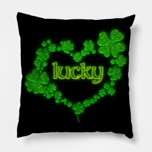 St. Patrick's Day Heart Shaped Clover Design Pillow