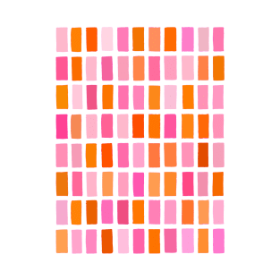 Pink and Orange, Sketchy, Block Pattern T-Shirt