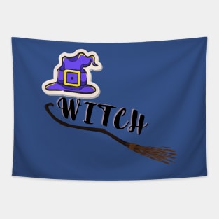 Purple witch hat - Witch stick Tapestry