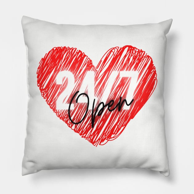 My Heart is Open 24/7 Pillow by EG78