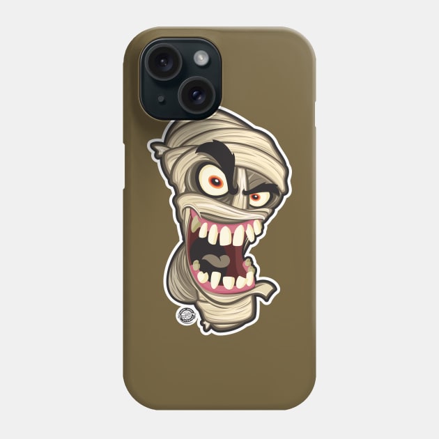 Halloween Mummy Head Shot Smiling Phone Case by Goin Ape Studios