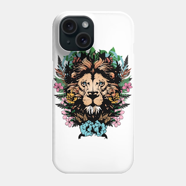 Lion Head Floral Design Phone Case by theprintculturecollective