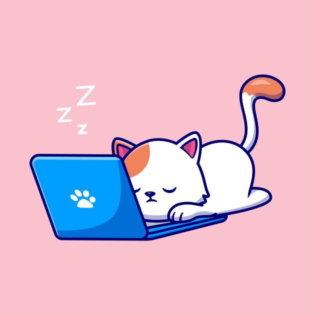 Cute Cat Sleeping And Working On Laptop by Catalyst Labs