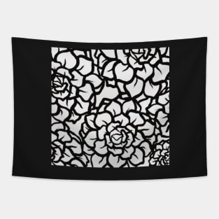 Simple Succulents in Black and White - Digitally Illustrated Abstract Flower Pattern for Home Decor, Clothing Fabric, Curtains, Bedding, Pillows, Upholstery, Phone Cases and Stationary Tapestry