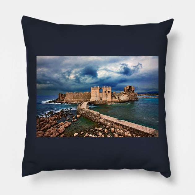 The castle of Methoni - Greece Pillow by Cretense72