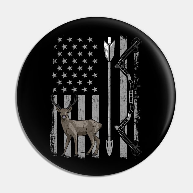 American Flag Bow Deer Hunting Gifts Archery Hunting Hunter Pin by Proficient Tees