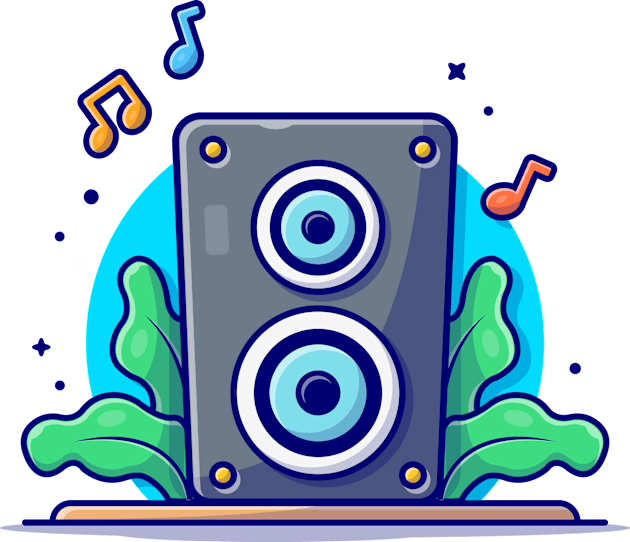 Acoustic Sound System Speaker with Notes of Music Cartoon Vector Icon Illustration Kids T-Shirt by Catalyst Labs