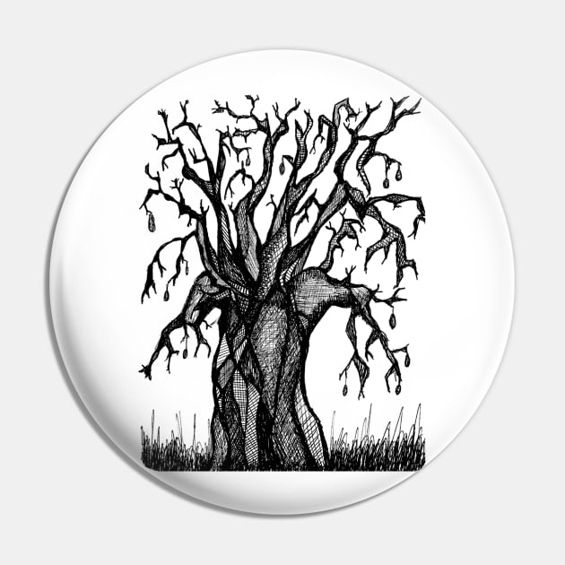 Black and White Baobab Artistic Line Drawing Pin by Tony Cisse Art Originals