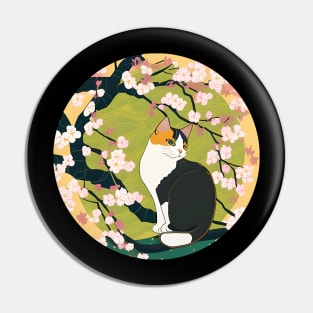 Cat Sakura Japanese Kawaii - Love Cherry Blossom Pin