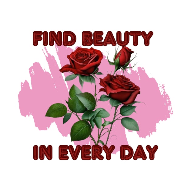 Find Beauty Inspirational  Red Roses on a pink Background by nanas_design_delights