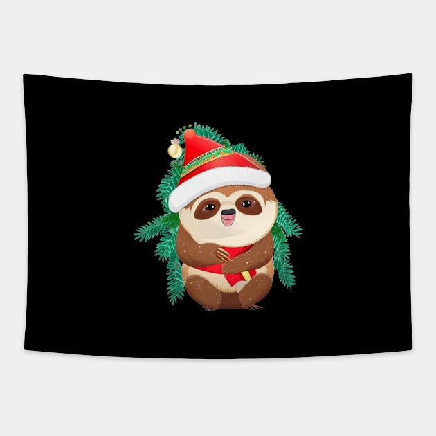 funny santa sloth Tapestry by halazidan