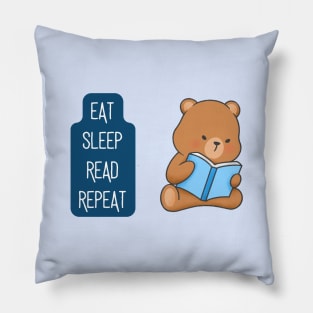 Cute teddy bear reading a book Pillow