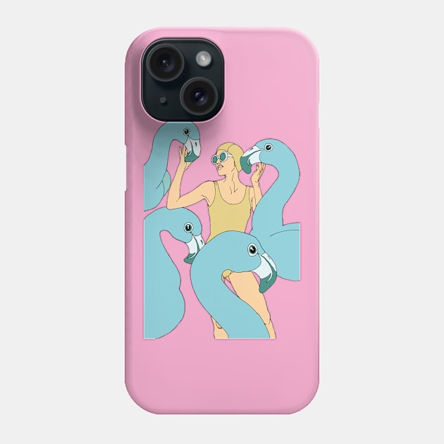 woman with flamingo Phone Case by kateryna.koshman