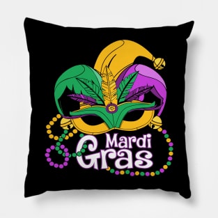 Mardi Gras 2024 Beads Mask Feathers Pillow