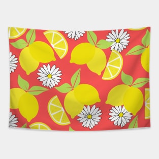 Lemon Pattern with Daisies Tapestry