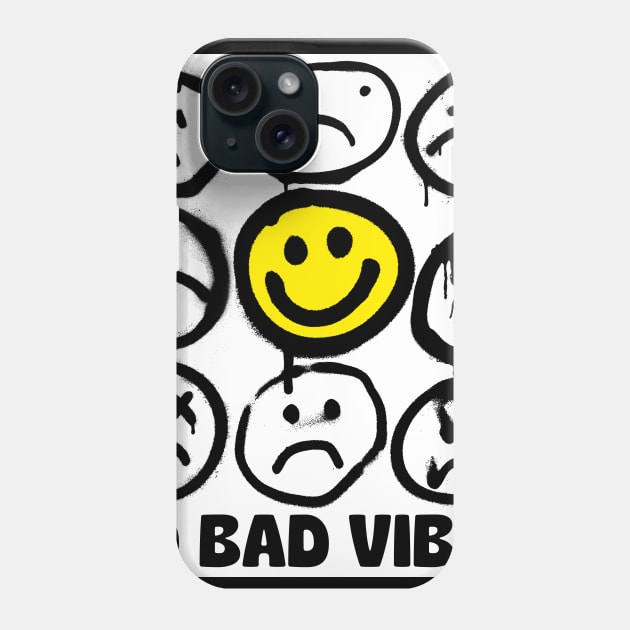 Emoji Smiling Graffiti No Bad Vibes Phone Case by Creative Style