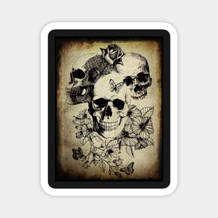 Skulls and Roses with Butterfly Magnet