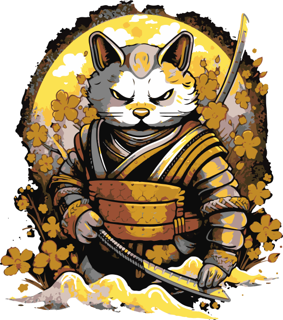 Cat Samurai Kids T-Shirt by tatadonets