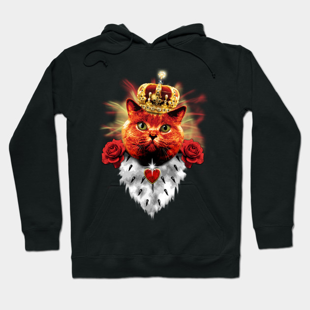 Red Cat King Chic Red Cat Crown Roses Love Heart Margarita Art