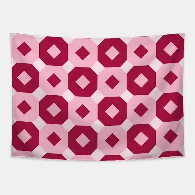 Shades of Pink Kansas Dugout Patchwork Pattern Tapestry by Nuletto