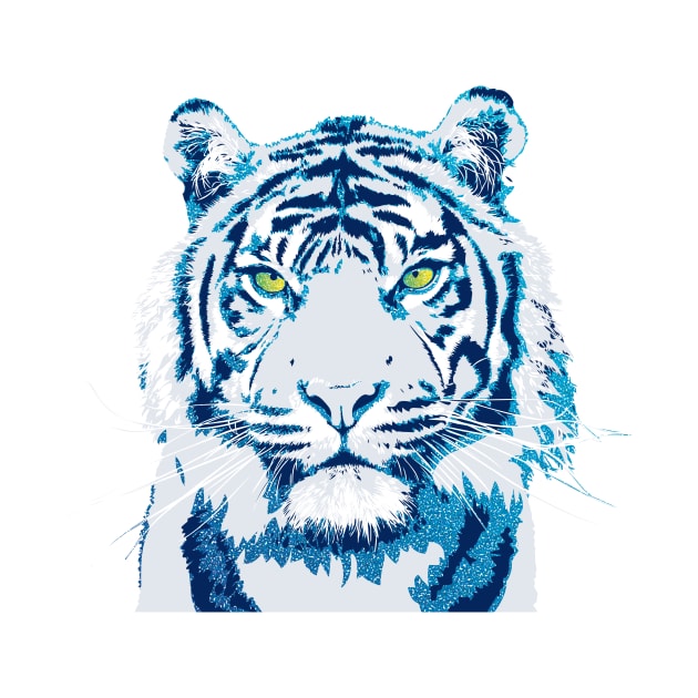 Cool Blue Tiger Vector Artwork by polliadesign