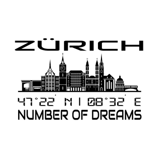 GPS Coordinates City Zurich Skyline Dream City T-Shirt