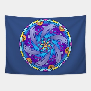 Dolphin Design Sea Life Mandala Pattern Design Tapestry