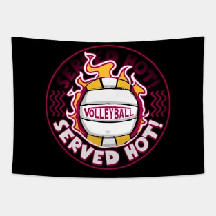 Volleyball Served Hot Maroon Yellow Vball Tapestry