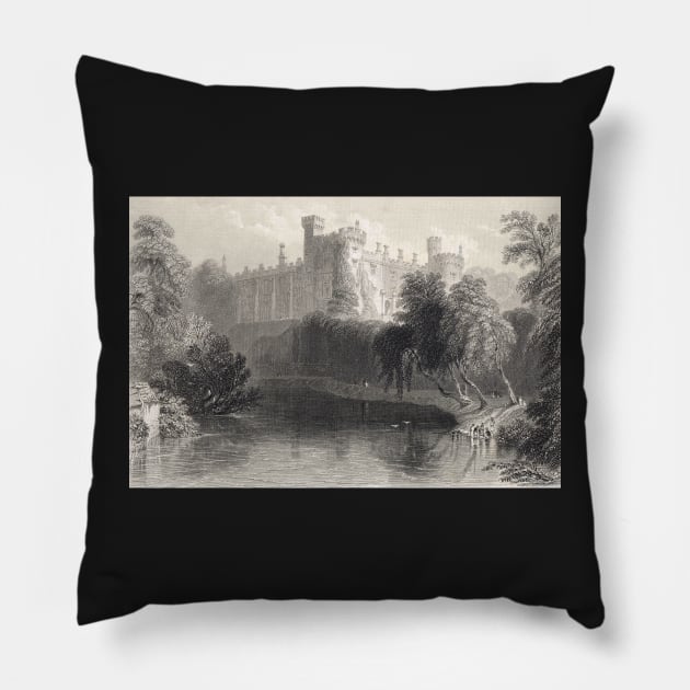 Engraving Kilkenny Castle, Ireland 1841 Pillow by artfromthepast