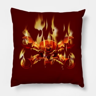 Metal Jolly Roger in flame Pillow