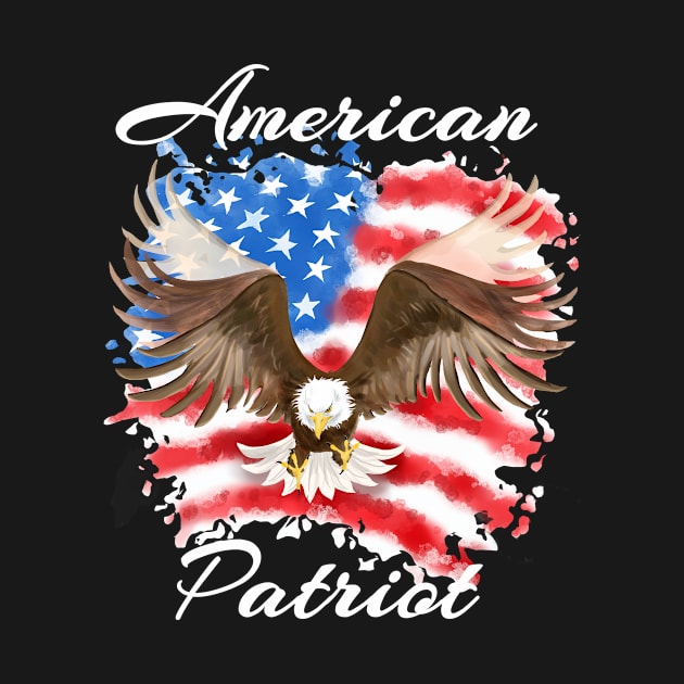 American Patriot Swooping Eagle W Text by Animalistics