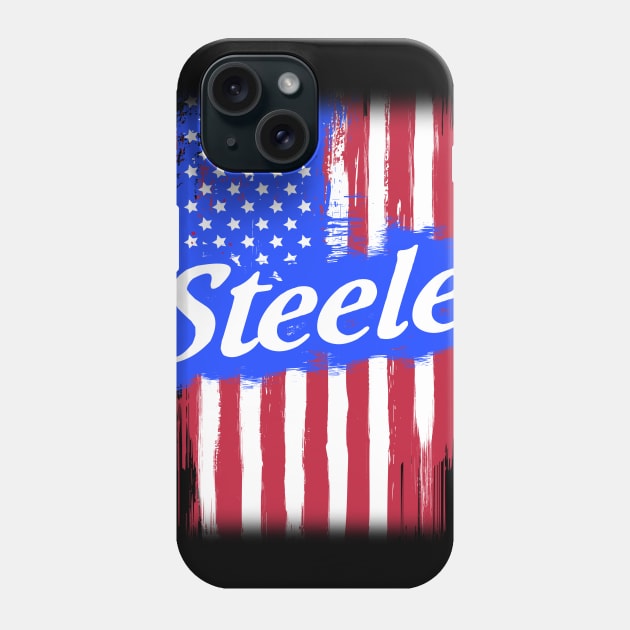 American Flag Steele Family Gift T-shirt For Men Women, Surname Last Name Phone Case by darius2019
