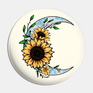 Sunflower and moon Pin