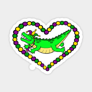 Mardi Gator Heart Magnet