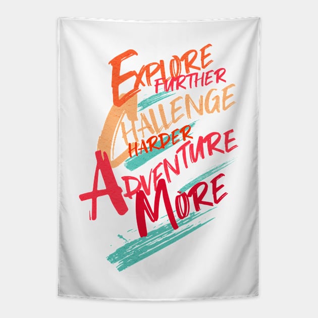 Explore Challenge Adventure Quote Motivational Inspirational Tapestry by Cubebox