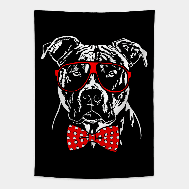 American Pitbull Terrier dog Portrait Tapestry by wilsigns