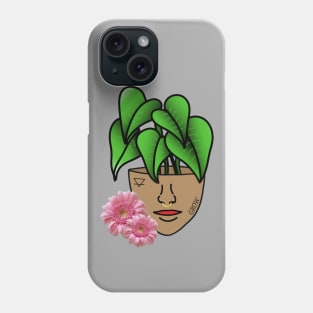 Surreal Tropical House Plant, Pot Head, with Pink Gerber Daisy Phone Case