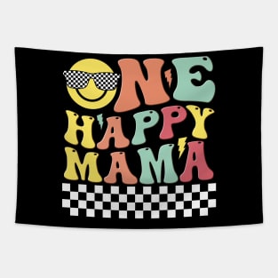 One Happy Mama Groovy 1st Birthday Dude Matching Family Tapestry