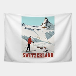 Original Switzerland Vintage Style Travel Poster Tapestry